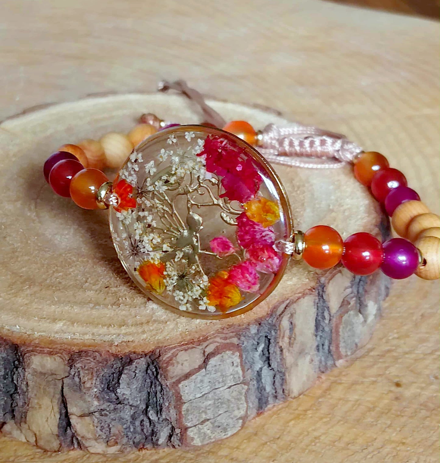 Bracelet Gypsophile Fleur de carotte Agate