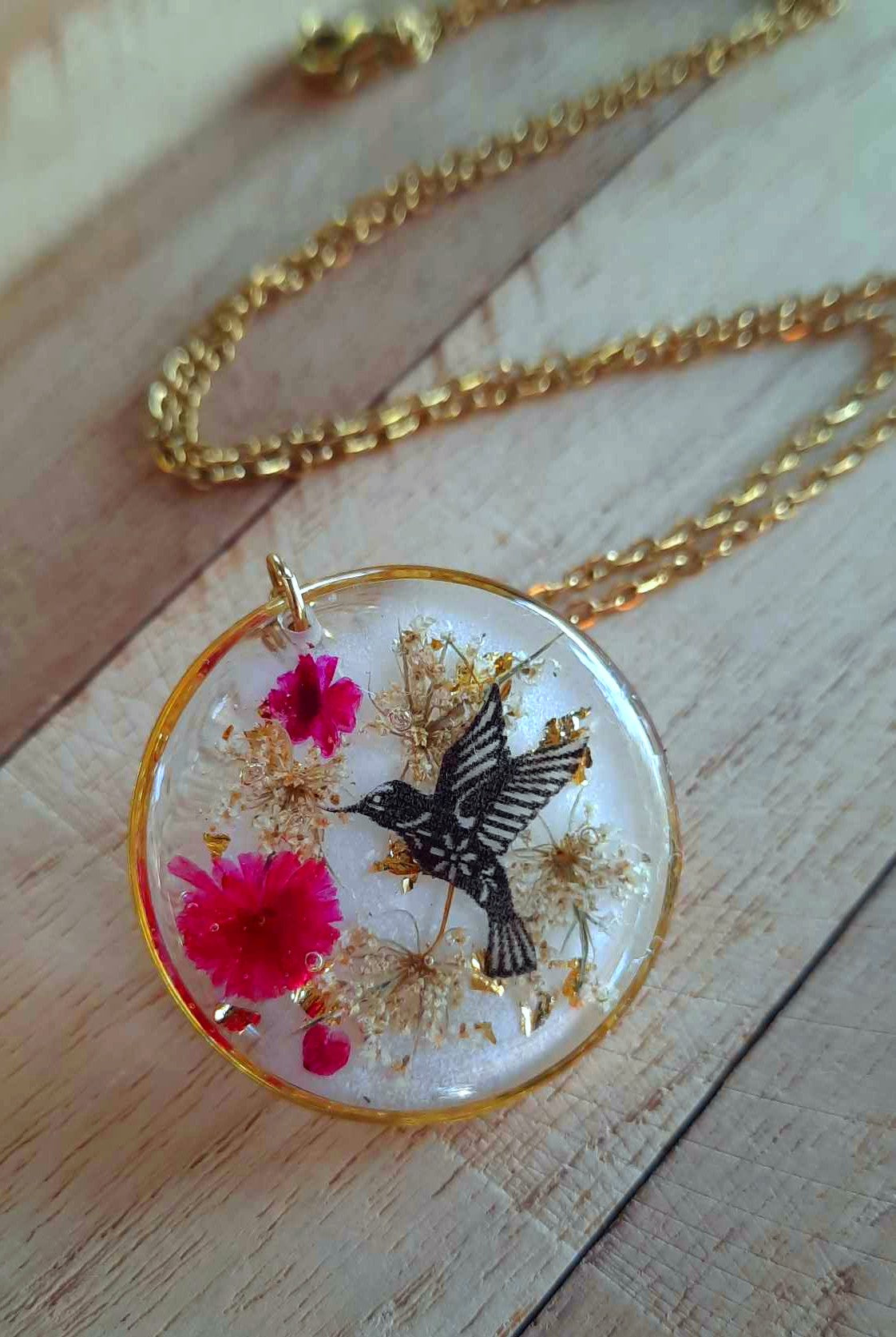 Collier, Colibri, Gypsophile