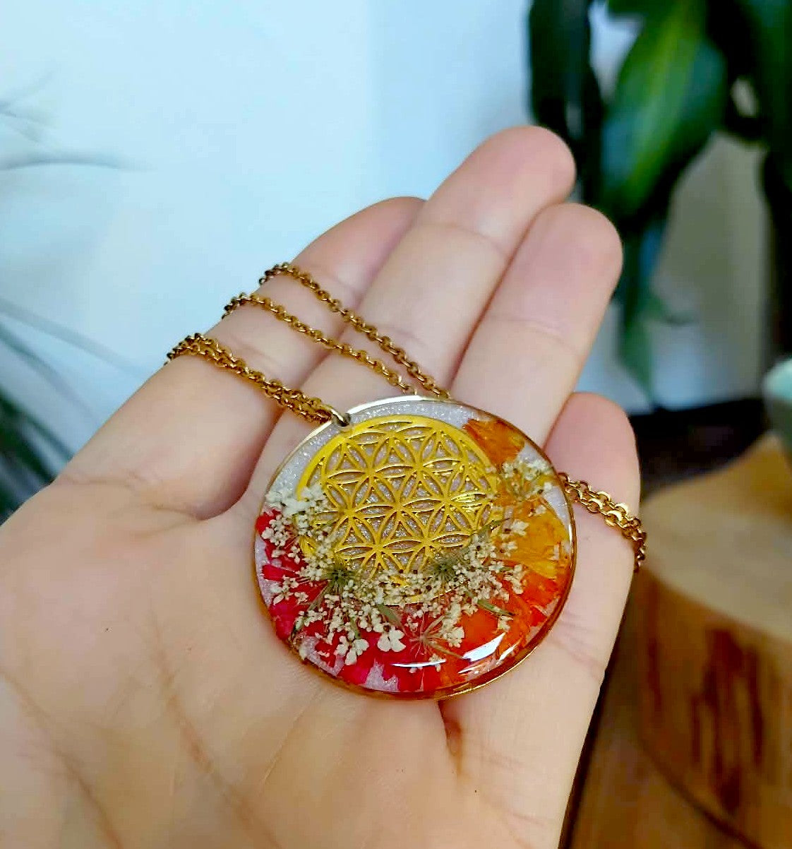 Collier Fleur de vie Fleur de carotte Statice – OW création