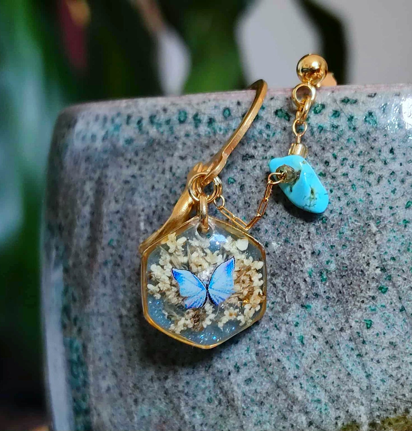 Boucles d'oreille Double piercing  Fleur de carotte