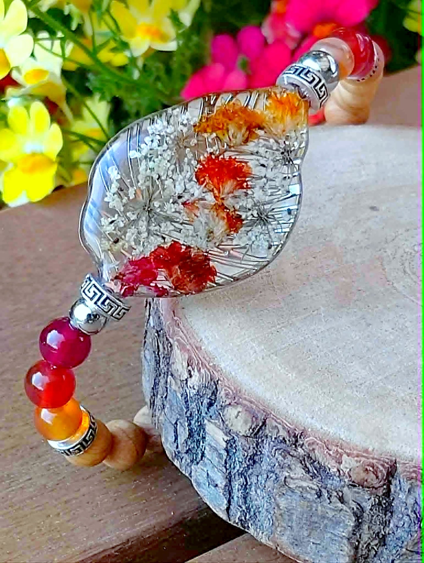 Bracelet Gypsophile Fleur de carotte Agate