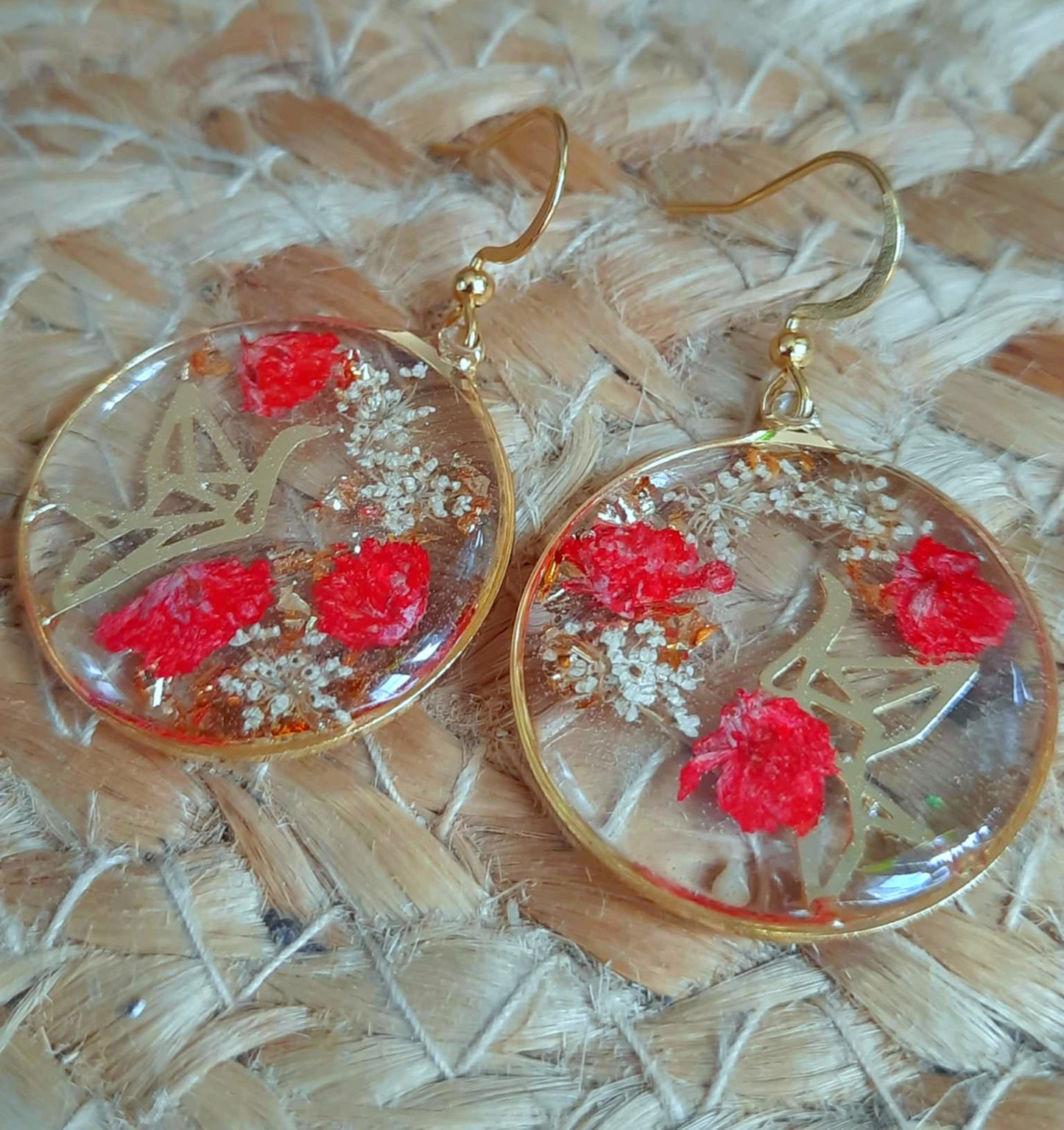 Boucles d'oreille, Fleur de carotte, Gypsophiles