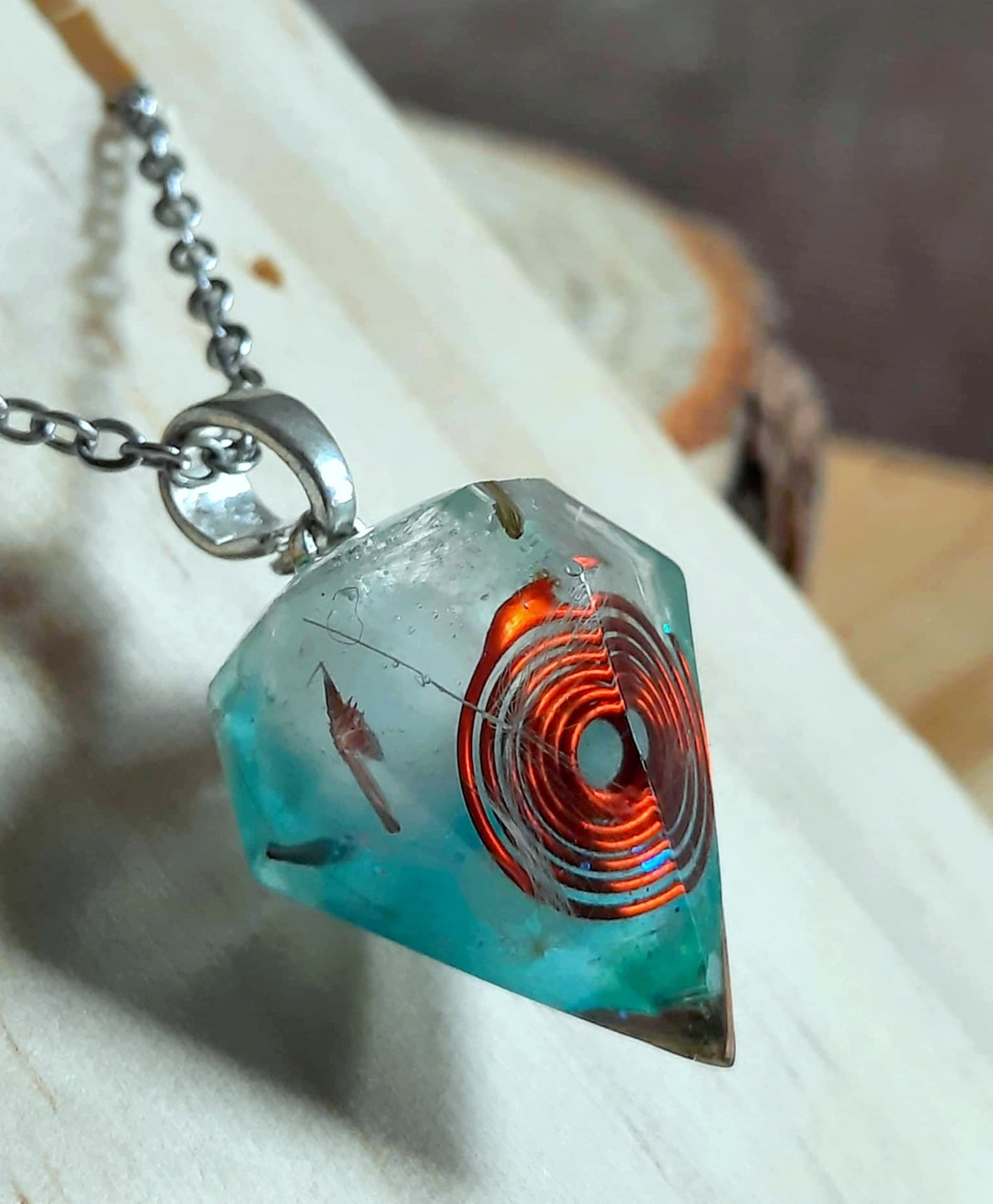 Collier pendentif Orgonite, Graines pissenlit