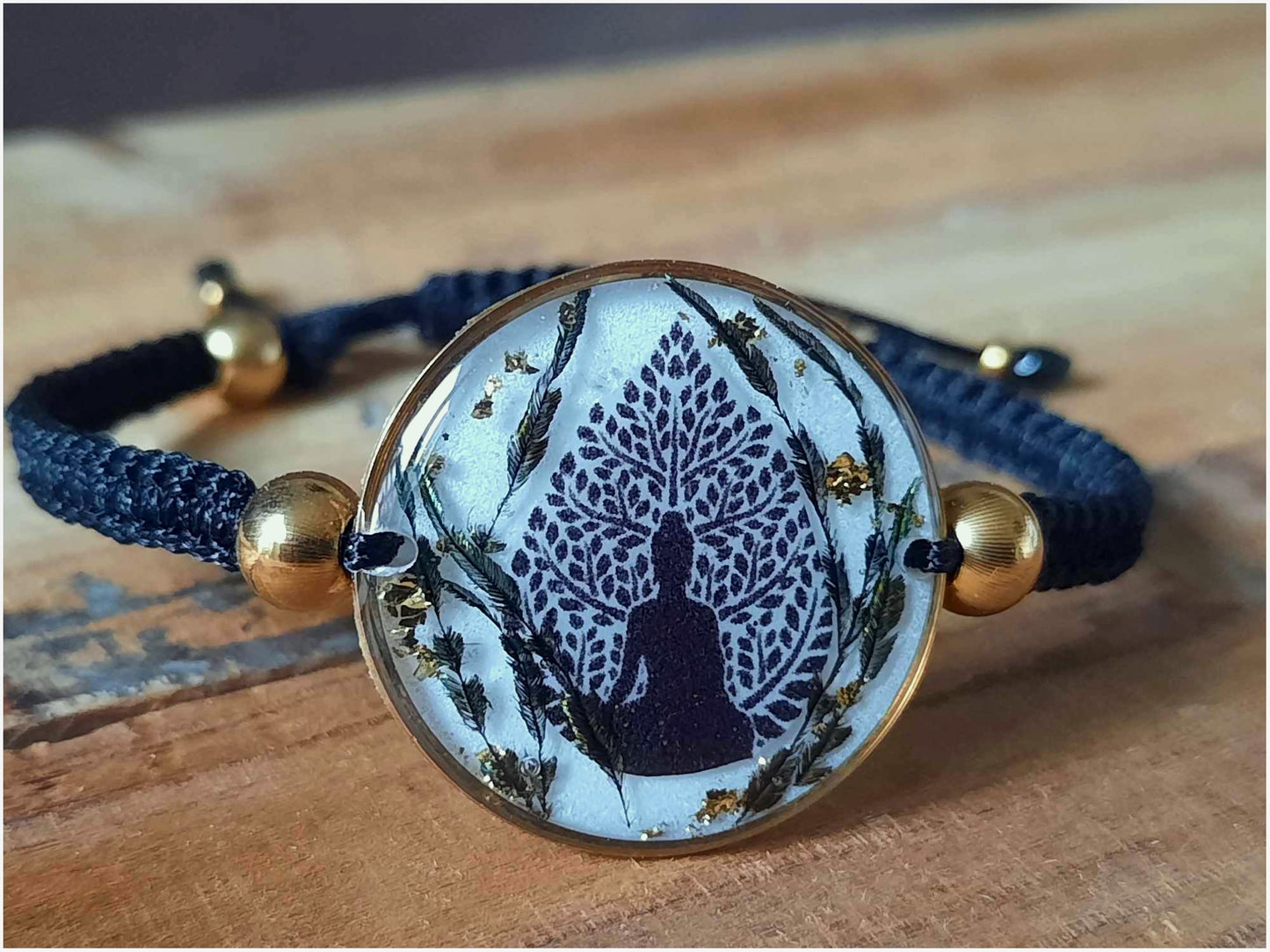 Bracelet, Bouddha, Plume de paon