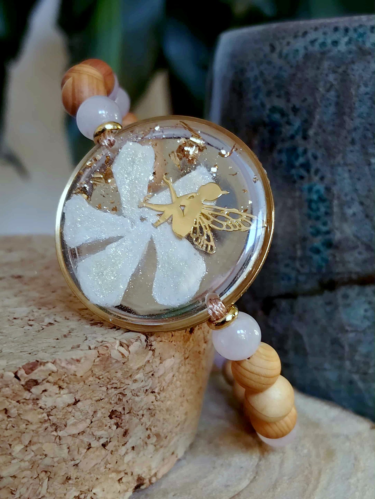 Bracelet Fleur de Jasmin Quartz rose