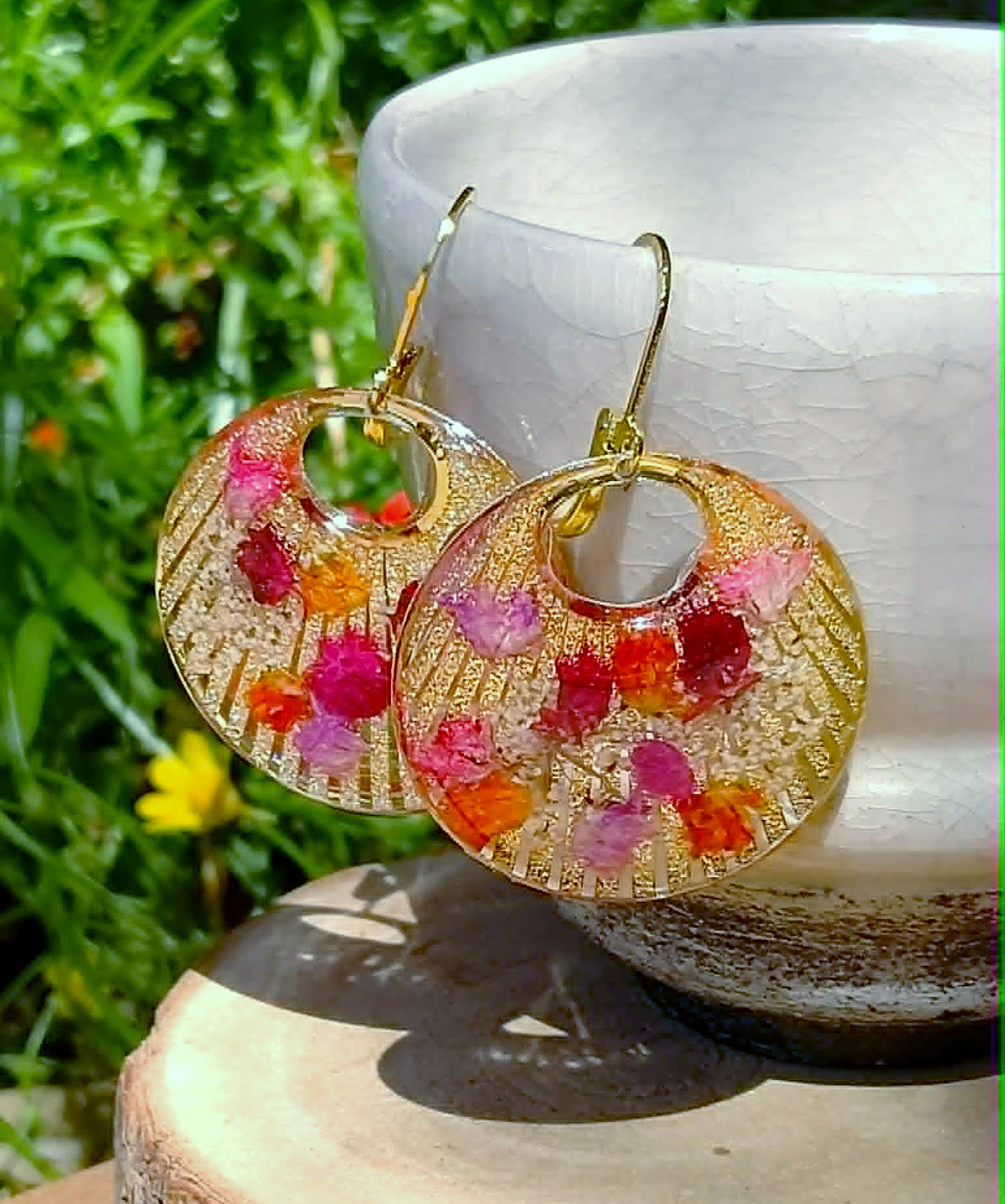 Boucles d'oreille Fleur de carootte  Gypsophiles