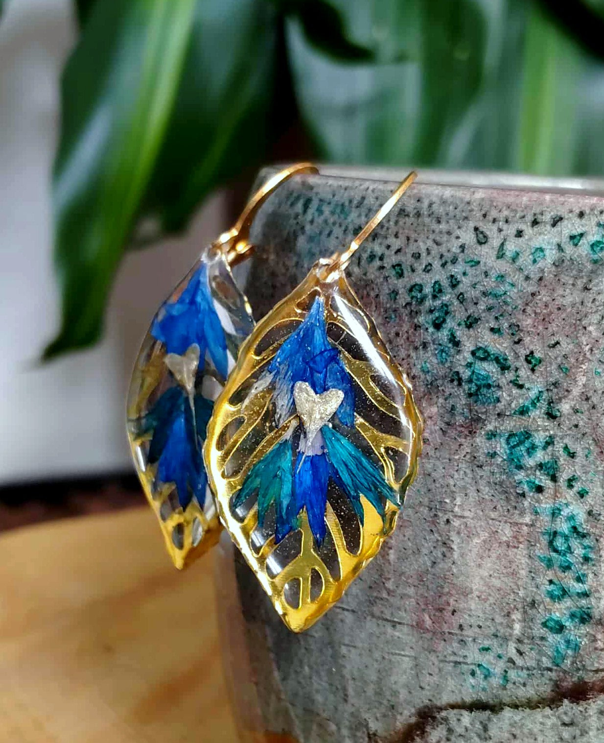 Boucles d'oreille Pétales bleuet