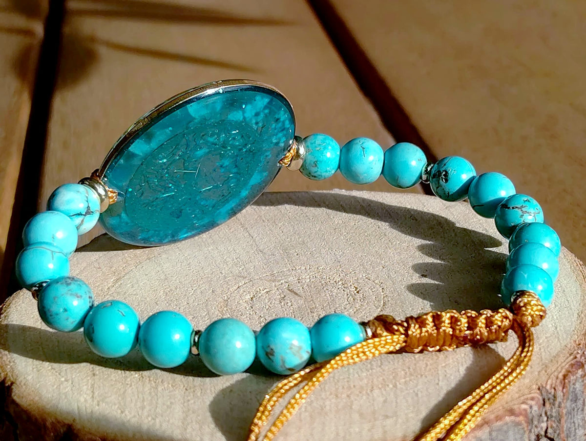 Bracelet Fleurs d'olivier et fleur de carotte