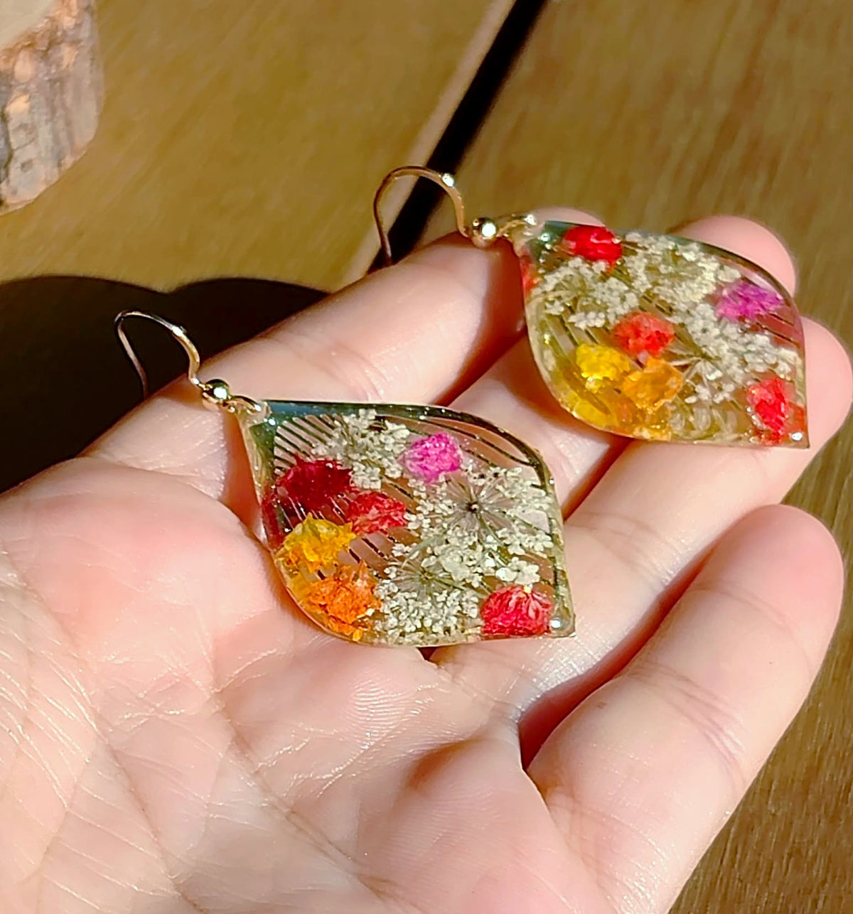 Boucles d'oreille Fleur de carotte, Gypsophiles