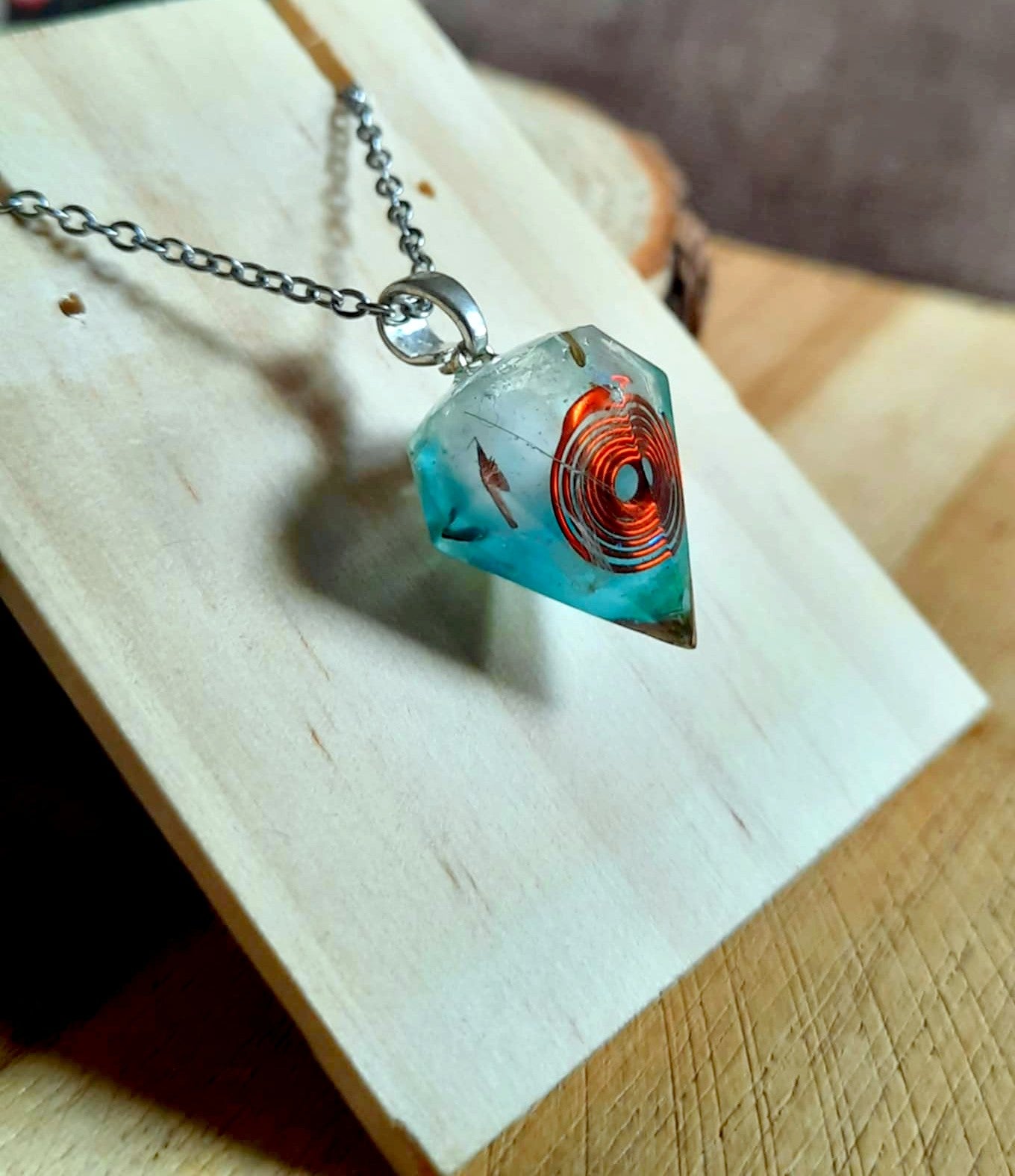 Collier pendentif Orgonite, Graines pissenlit