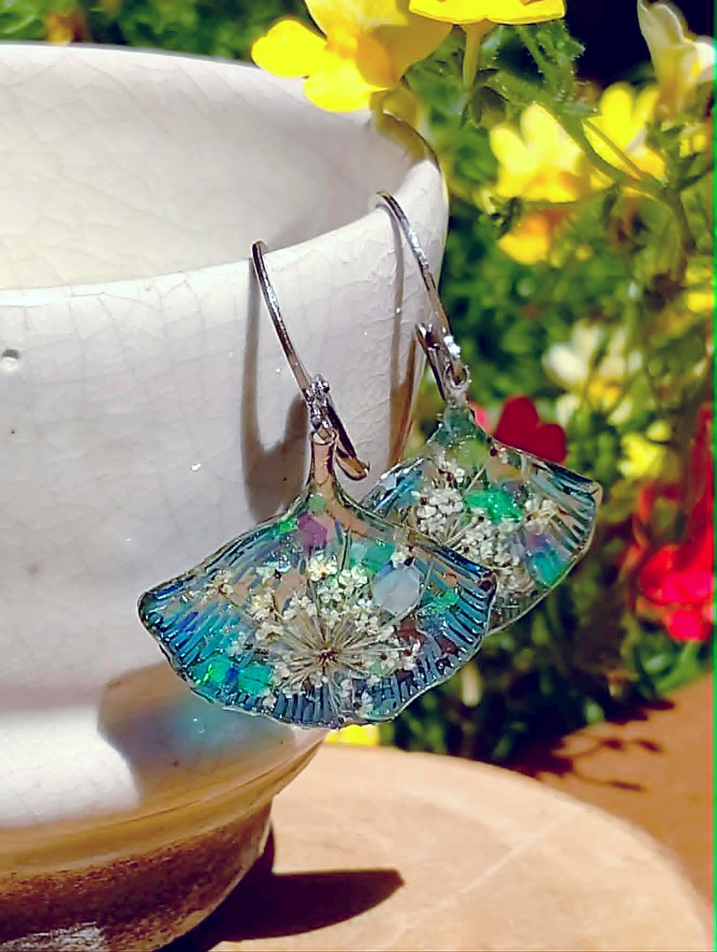Boucles d'oreille Fleur de carotte sauvage