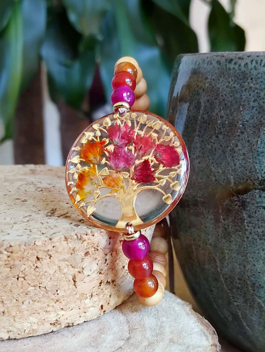 Bracelet, Arbre de vie gypsophile Agate