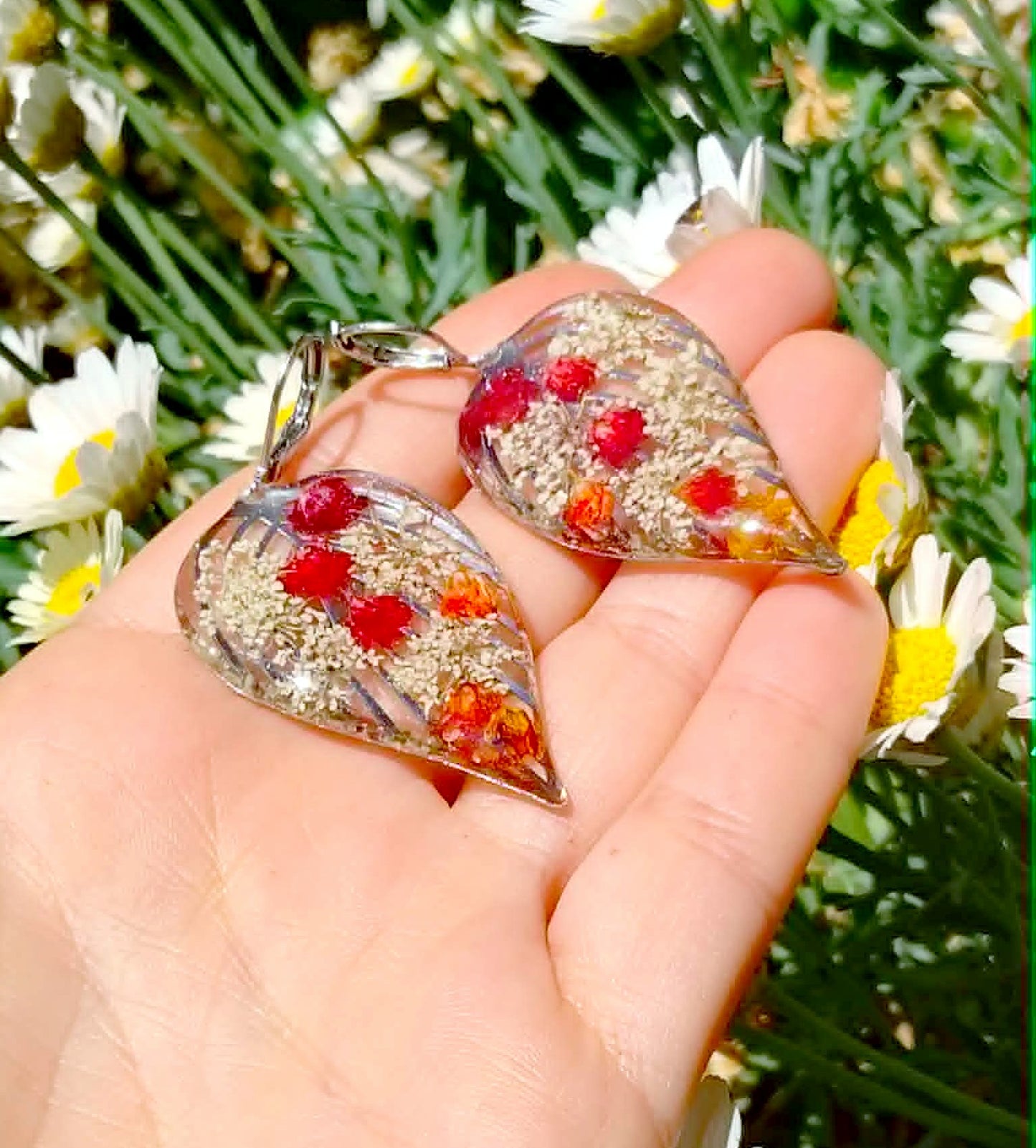 Boucles d'oreille Gypsophiles Fleur de carotte