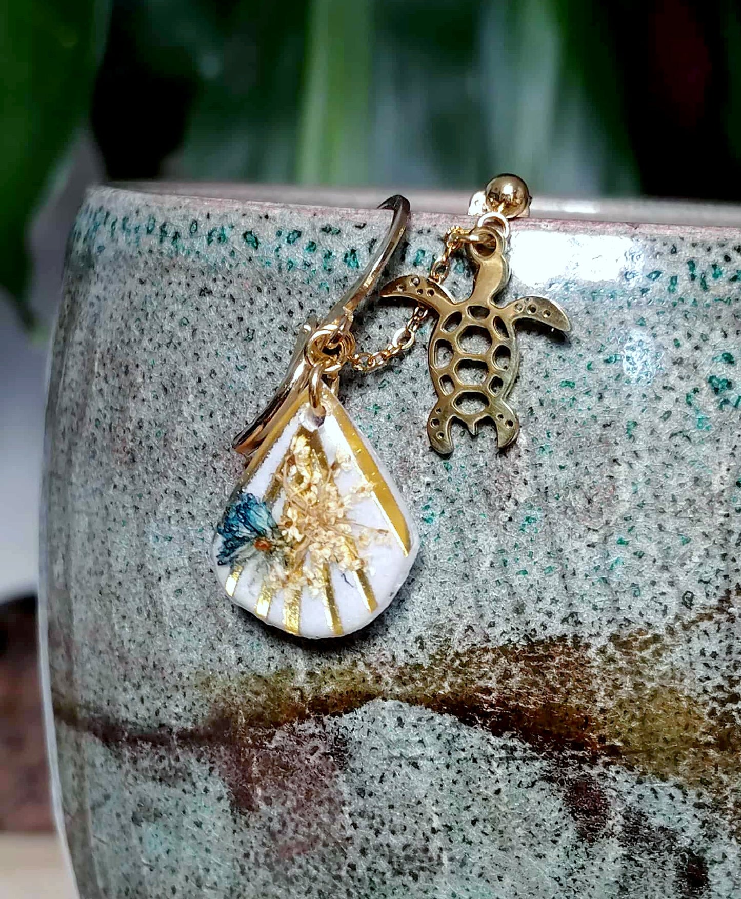 Boucles d'oreille Double piercing Fleur de carotte