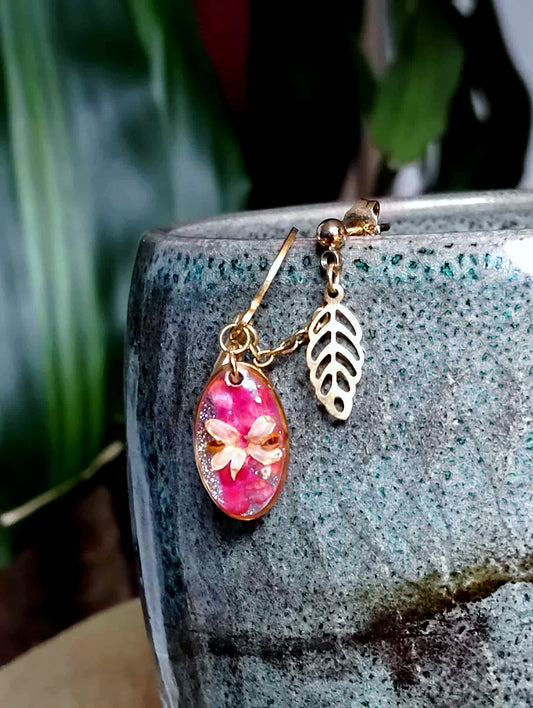 Boucles d'oreille Double piercing Fleur d'olivier