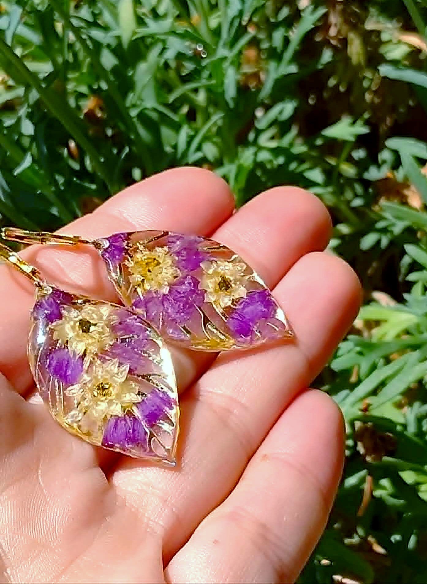 Boucles d'oreille Helichrysum et Statices