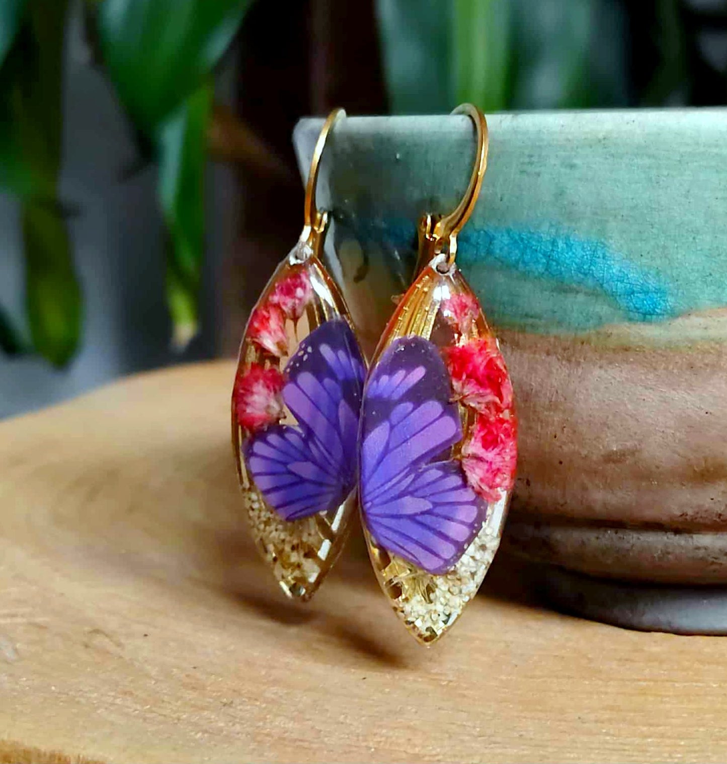 Boucles d'oreille, Gypsophiles Fleurs de carotte