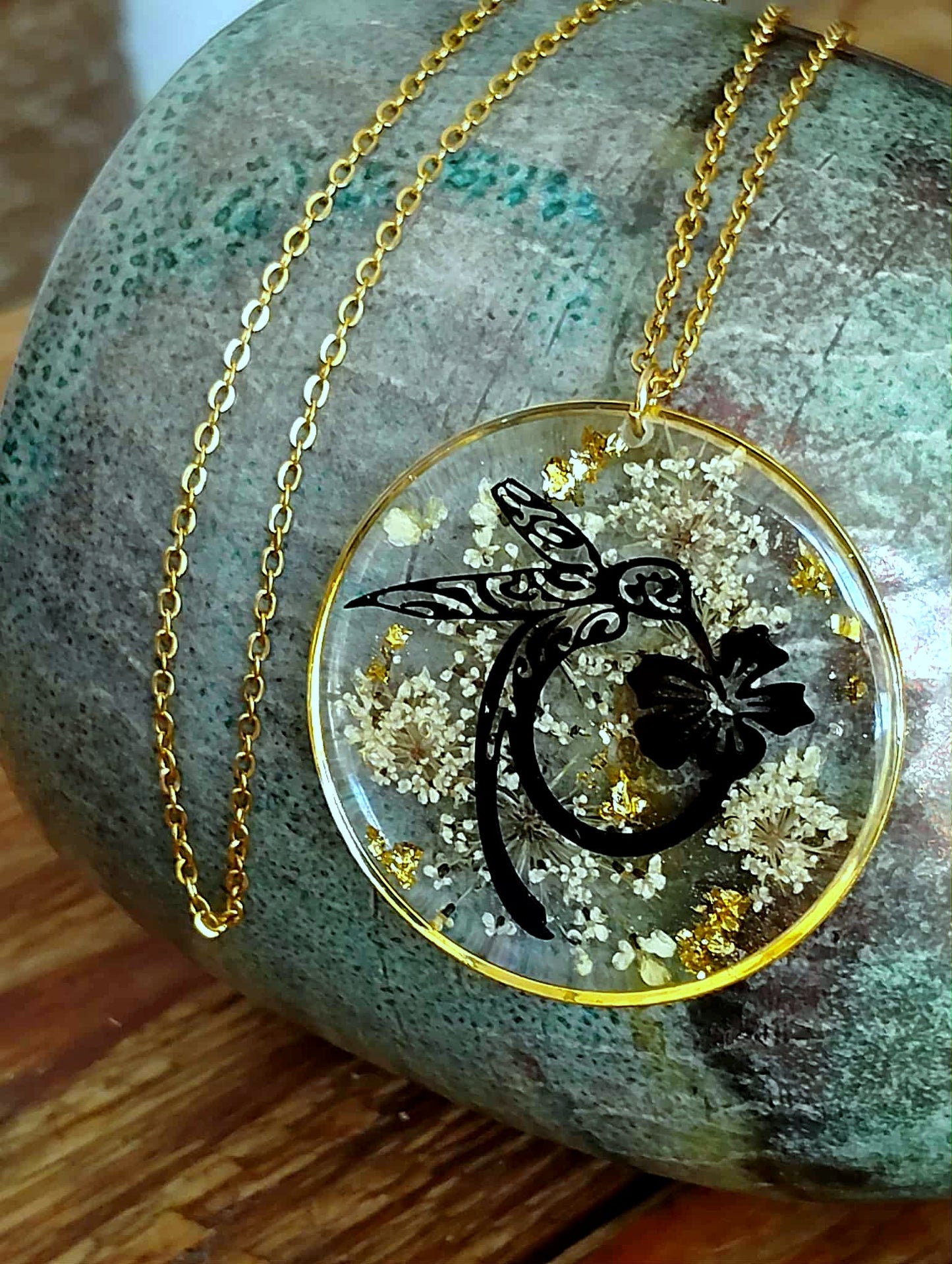 Collier, Colibri, Fleur de carotte