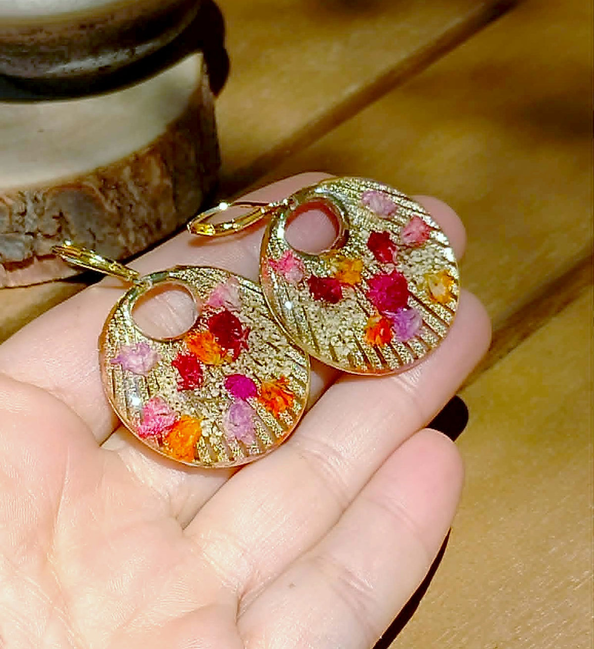 Boucles d'oreille Fleur de carootte  Gypsophiles