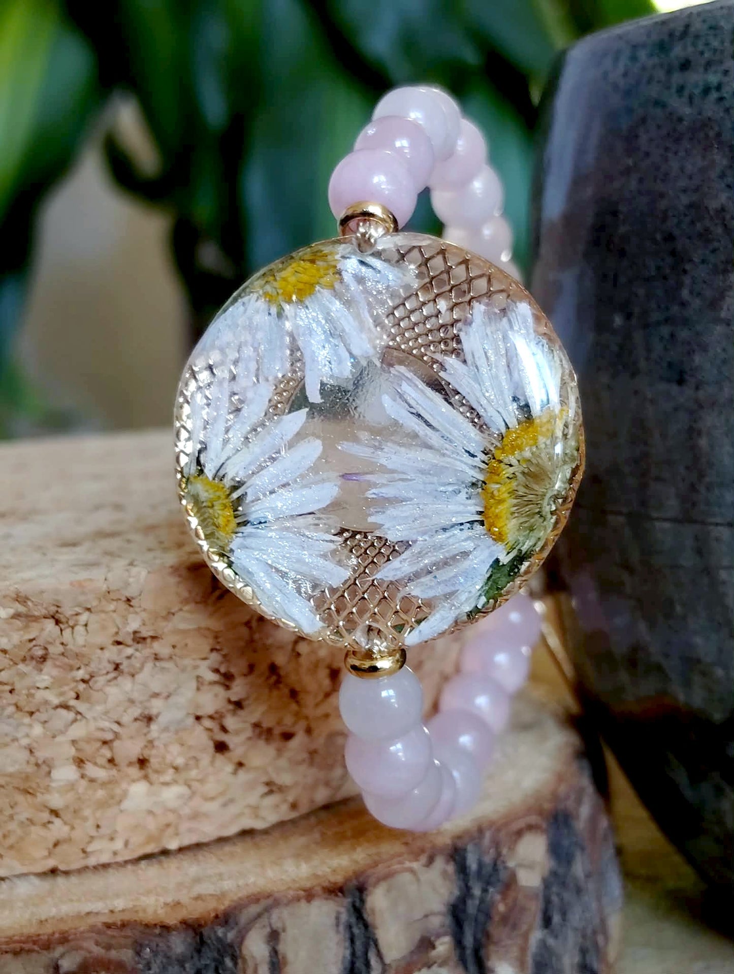 Bracelet Pâquerette, Quartz rose