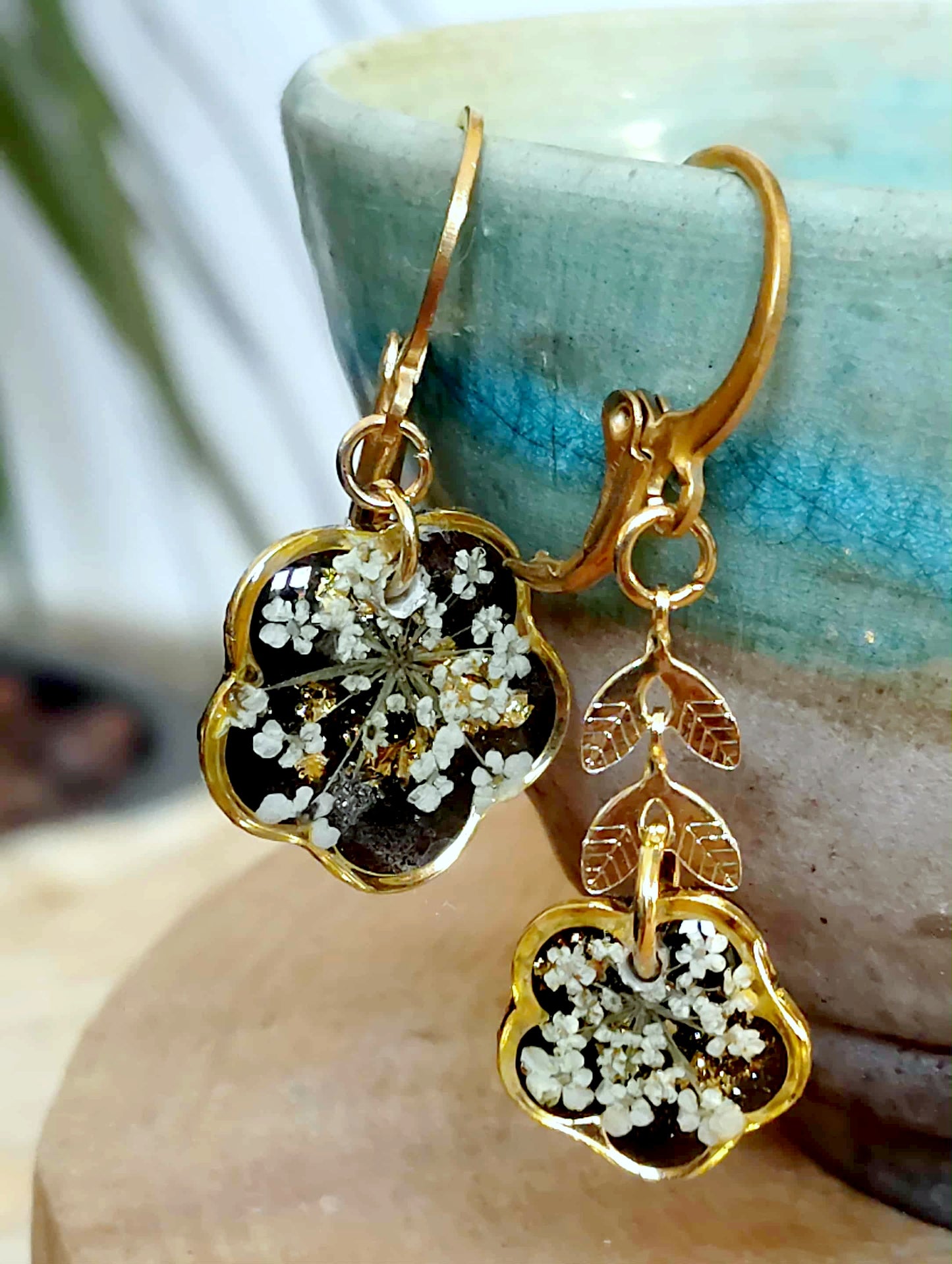 Boucles d'oreille Asymétrique Fleur de carotte