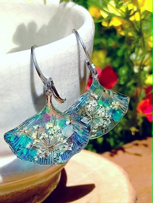 Boucles d'oreille Fleur de carotte sauvage