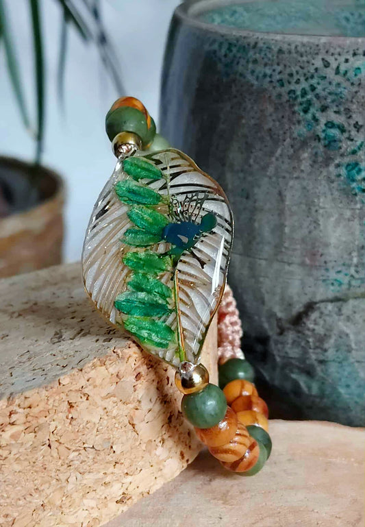 Bracelet, Feuille d'indigotier, Jade
