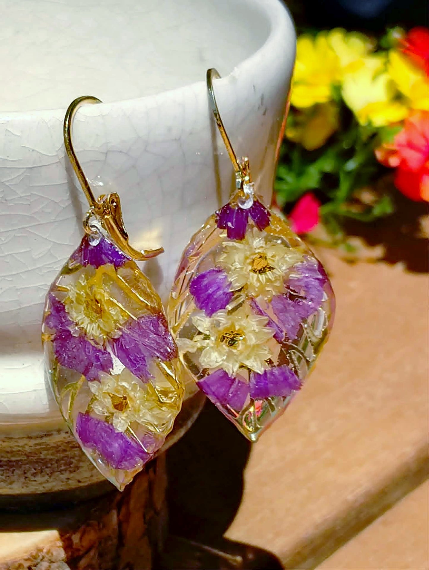 Boucles d'oreille Helichrysum et Statices