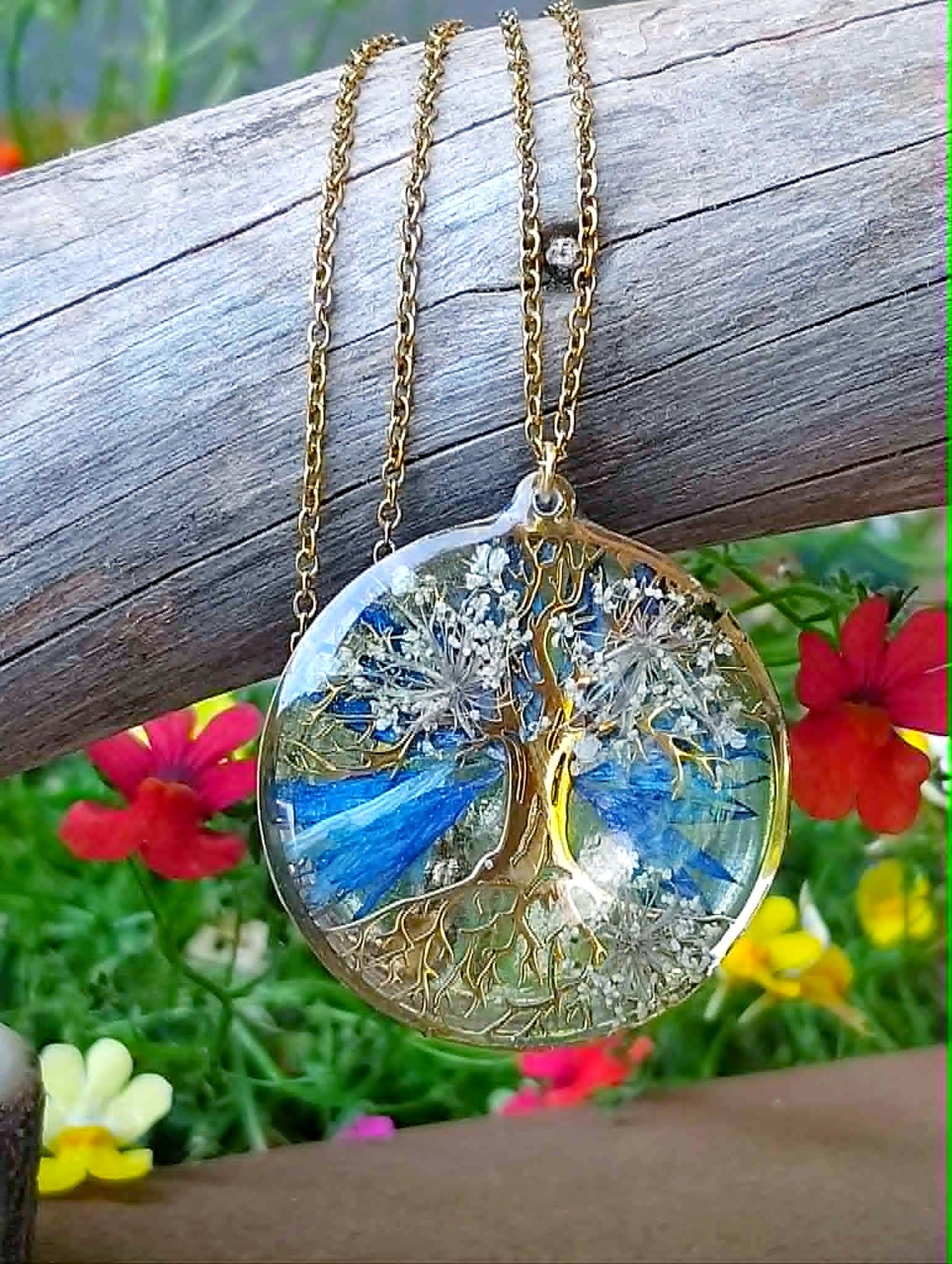 Arbre de vie  Fleur de carotte Bleuet