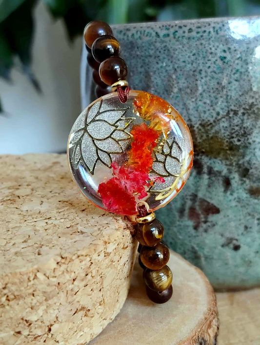 Bracelet Lotus Gypsophile Œil de tigre