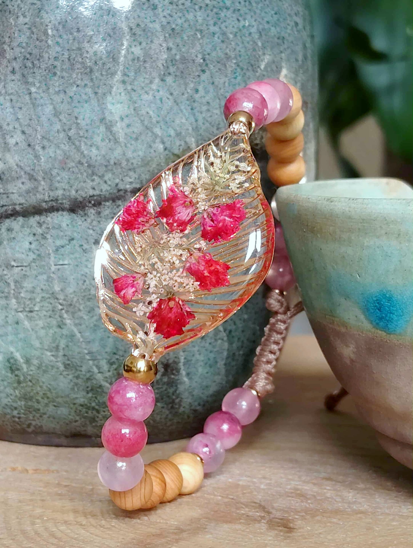 Bracelet Gypsophiles Fleur de carotte Jade