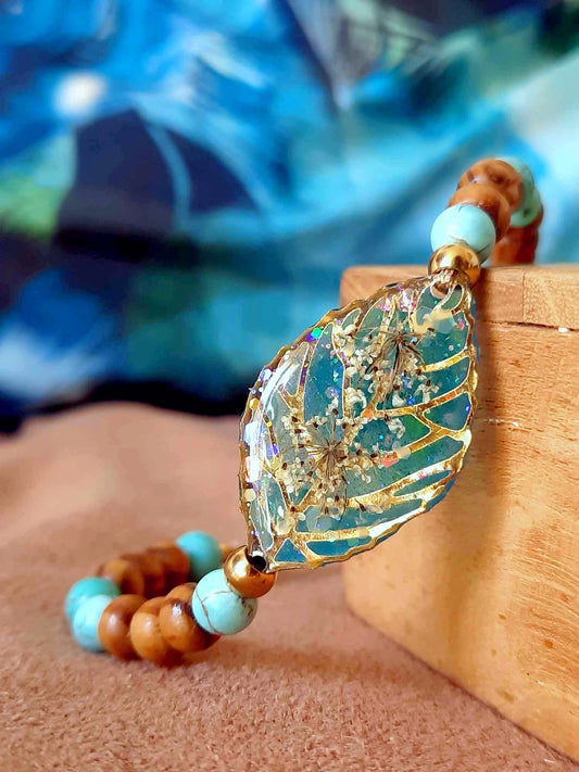 Bracelet, Fleur de carotte sauvage, Turquoise