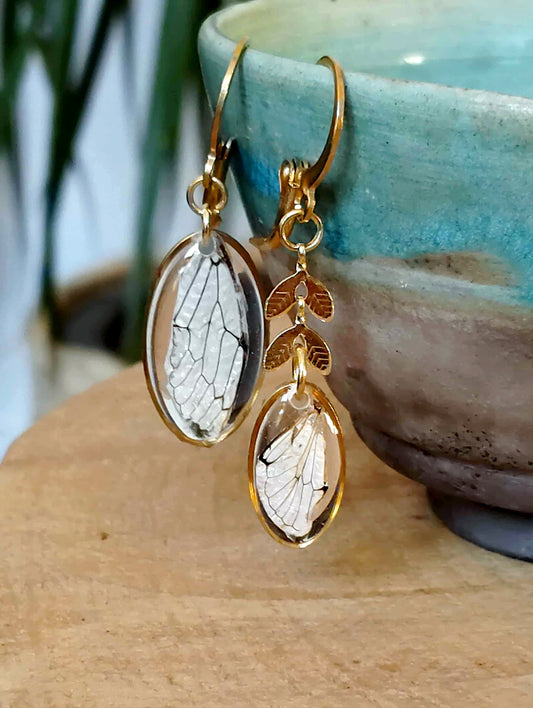 Boucles d'oreille Asymétrique Aile de Cigale