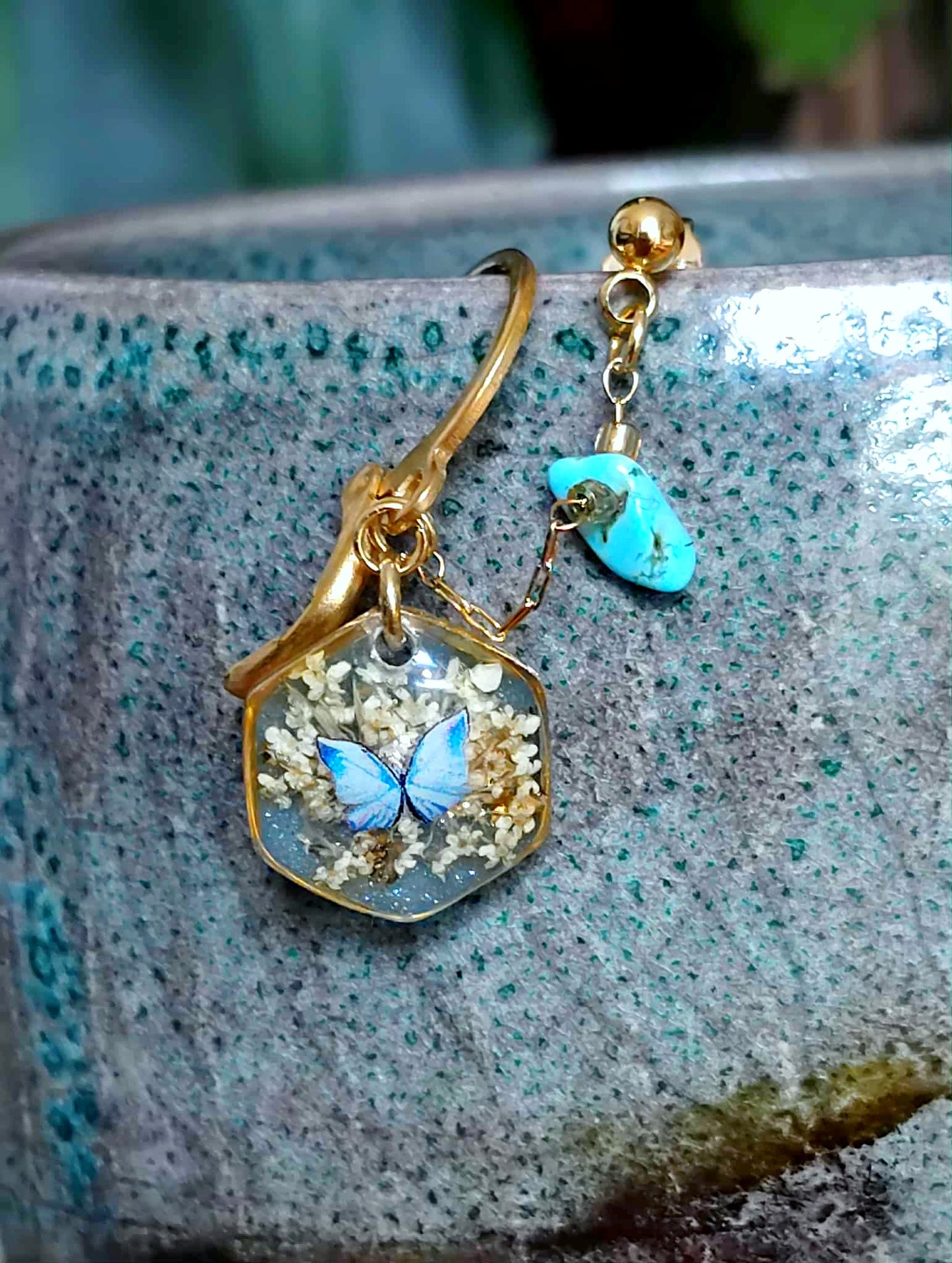 Boucles d'oreille Double piercing  Fleur de carotte