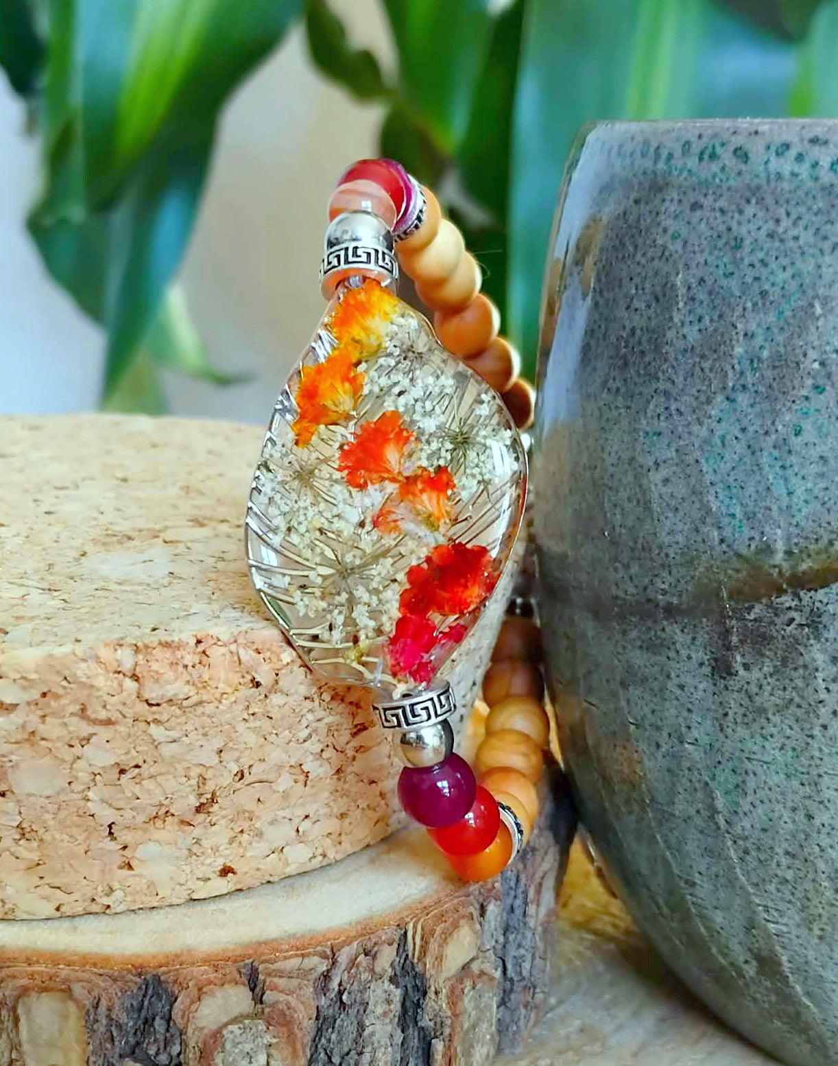 Bracelet Gypsophile Fleur de carotte Agate