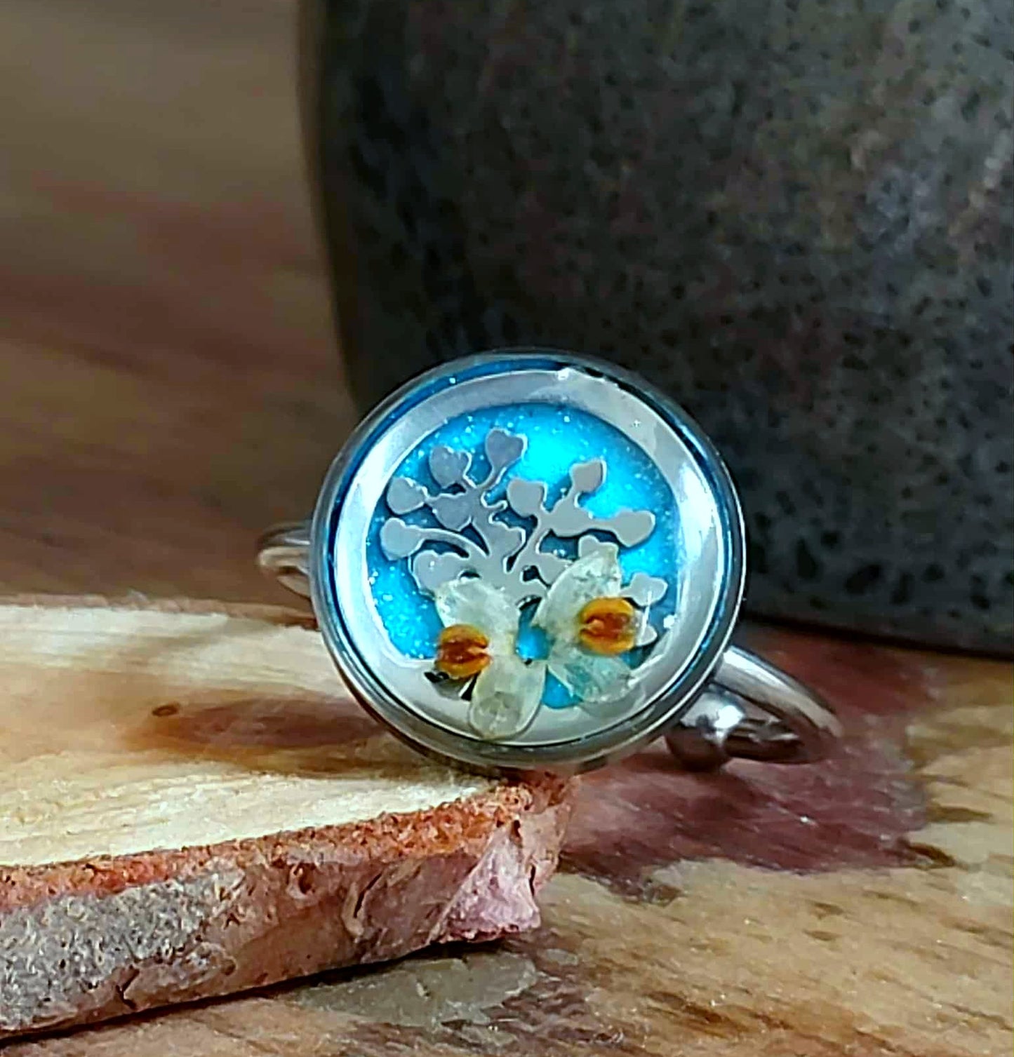 Bague Arbre de vie Fleur d'olivier