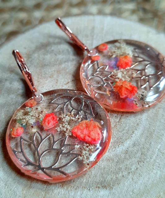 Boucles d'oreille, Fleur de carotte, Gypsophiles