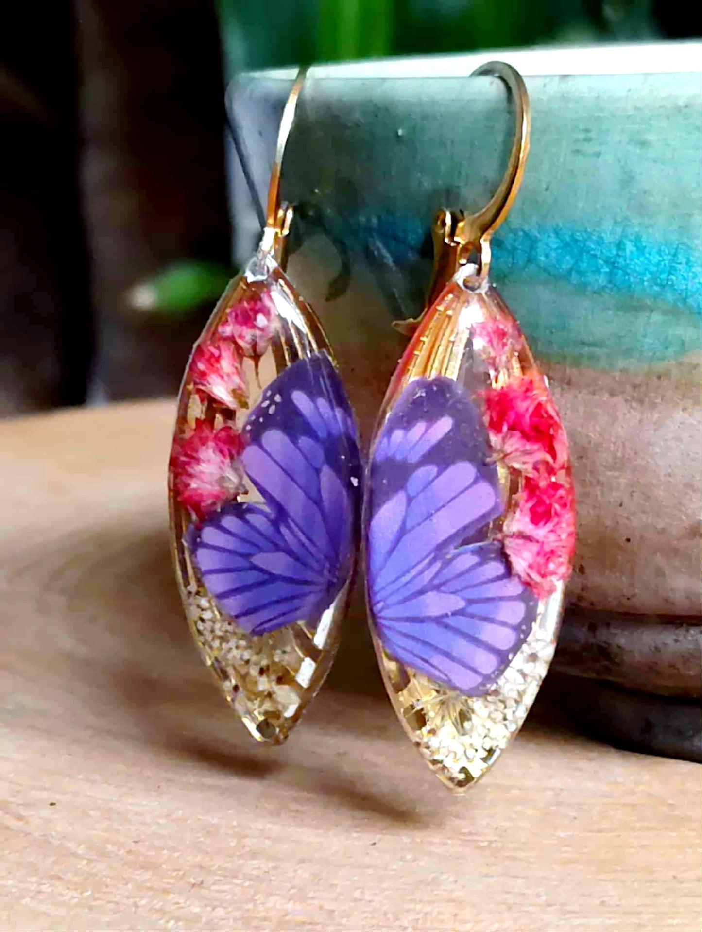 Boucles d'oreille, Gypsophiles Fleurs de carotte