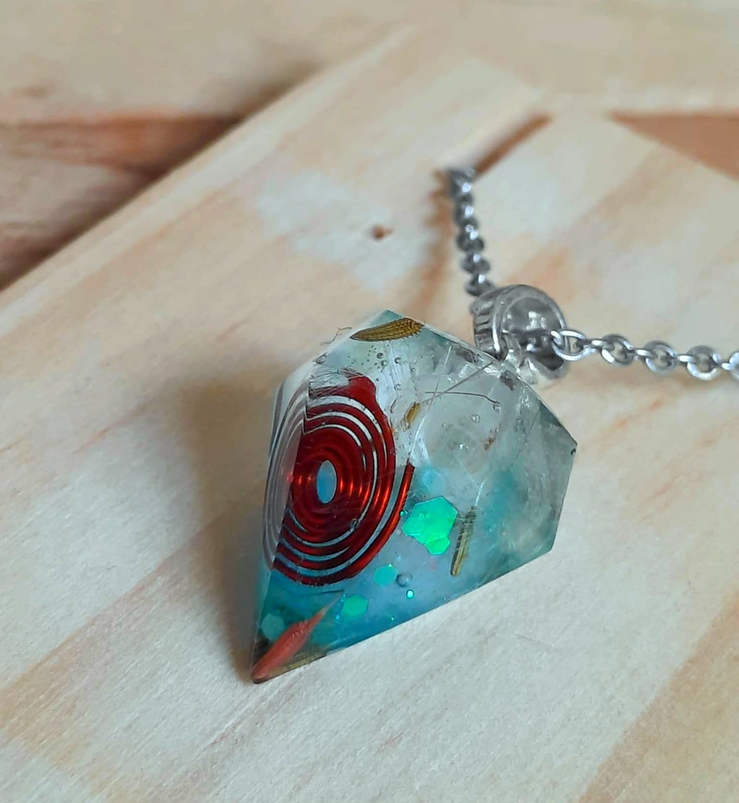 Collier pendentif Orgonite, Graines pissenlit