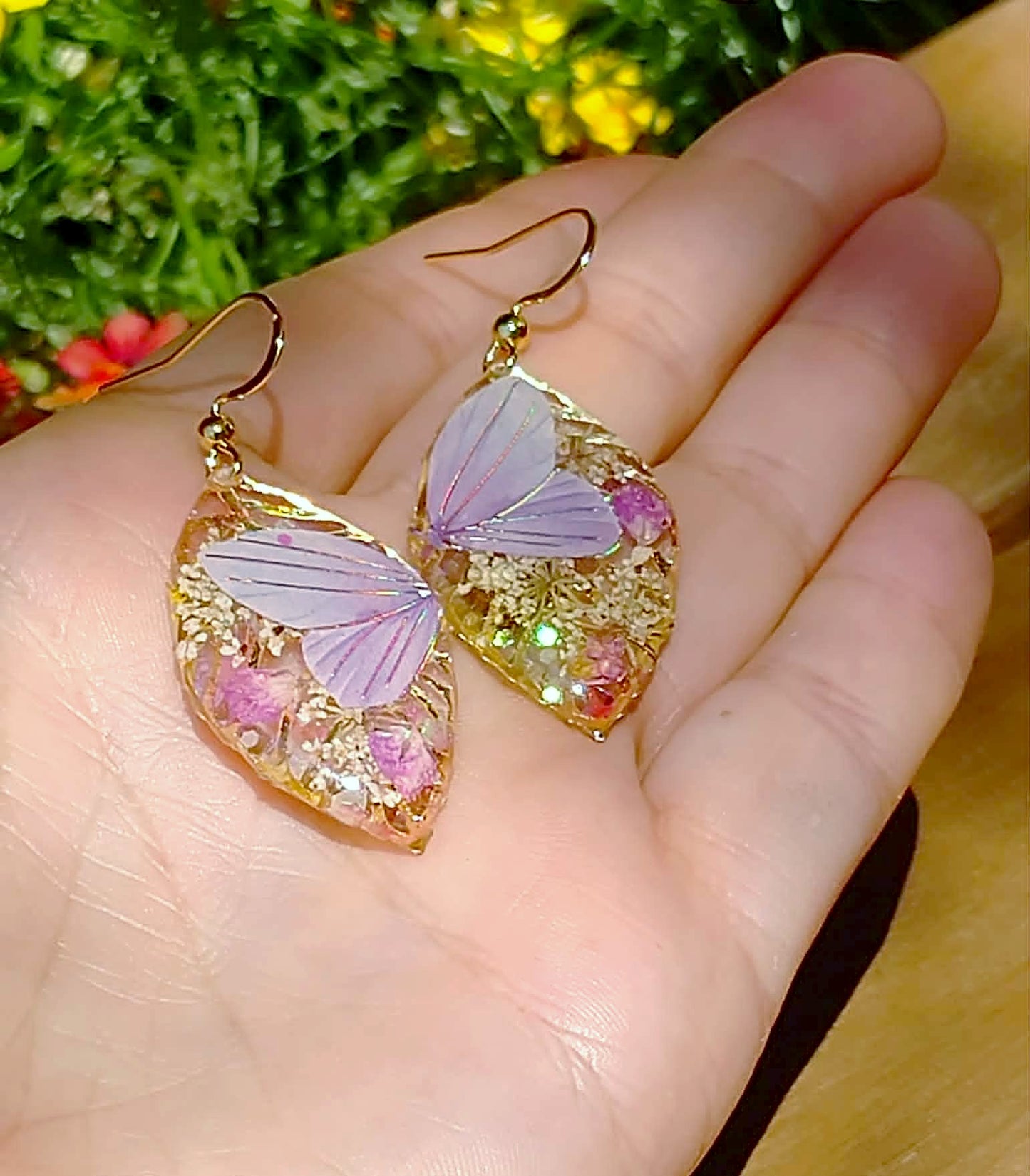 Boucles d'oreille Fleur de carotte gypsophiles