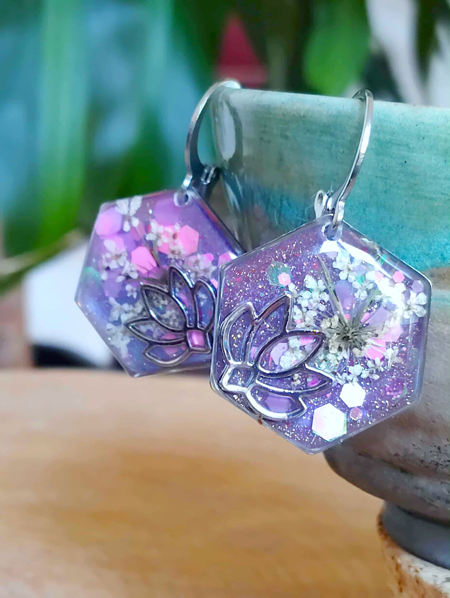 Boucles d'oreille Lotus Fleur de carotte