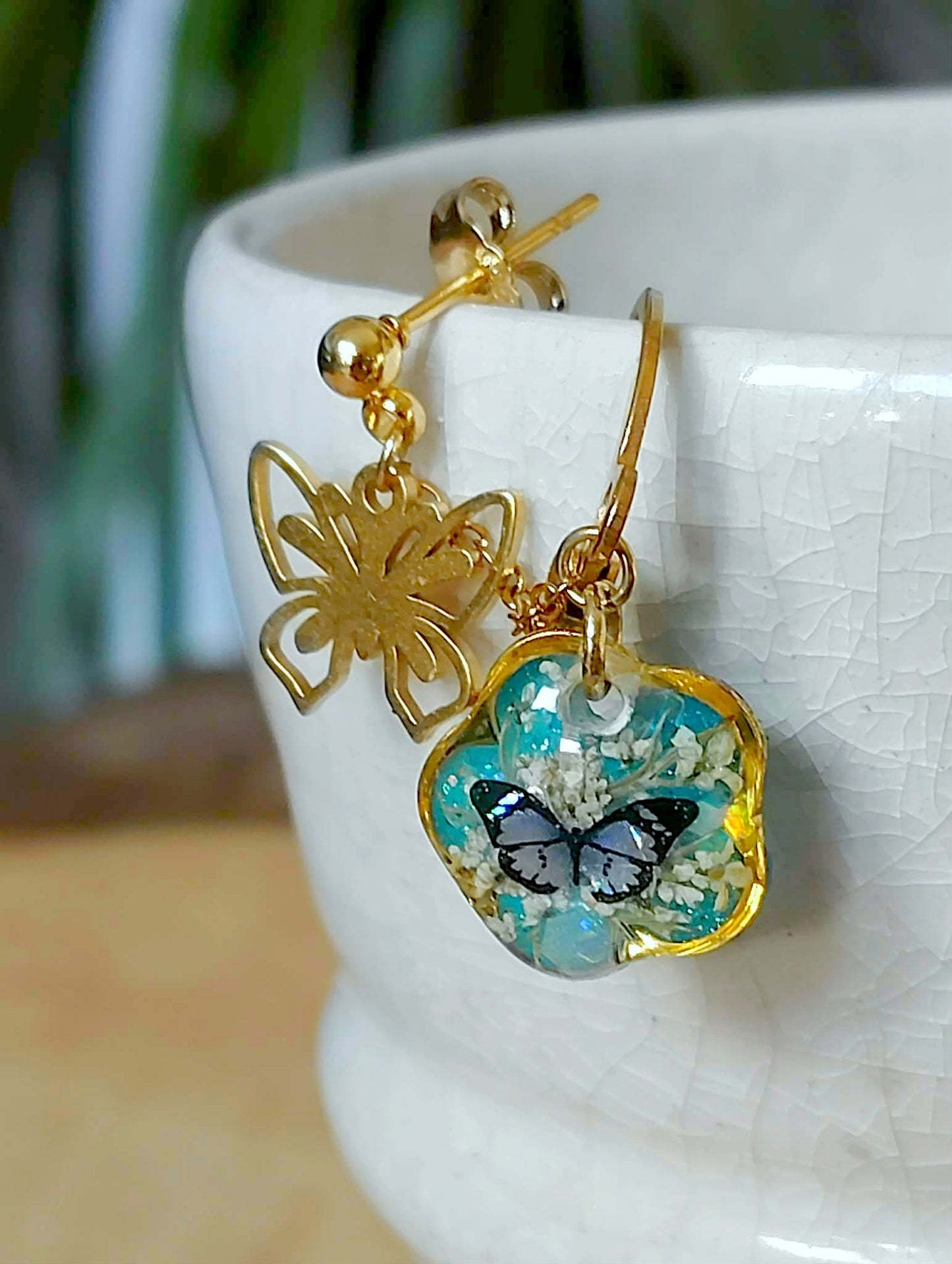 Boucles d'oreille Double piercing Fleur de carotte