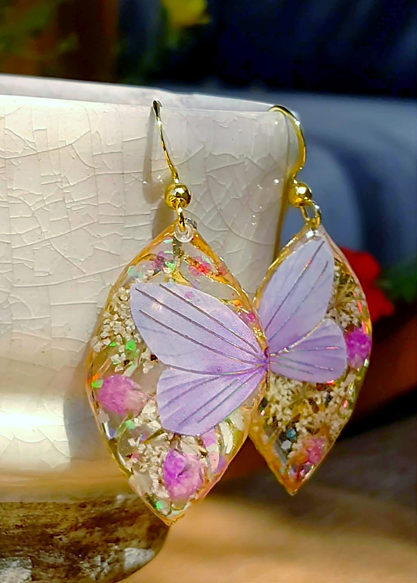 Boucles d'oreille Fleur de carotte gypsophiles