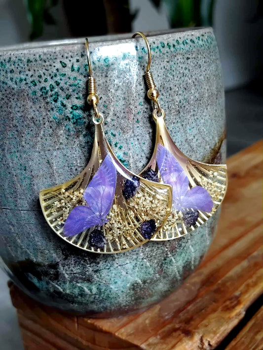 Boucles d'oreille, Fleur de carotte, Gypsophiles