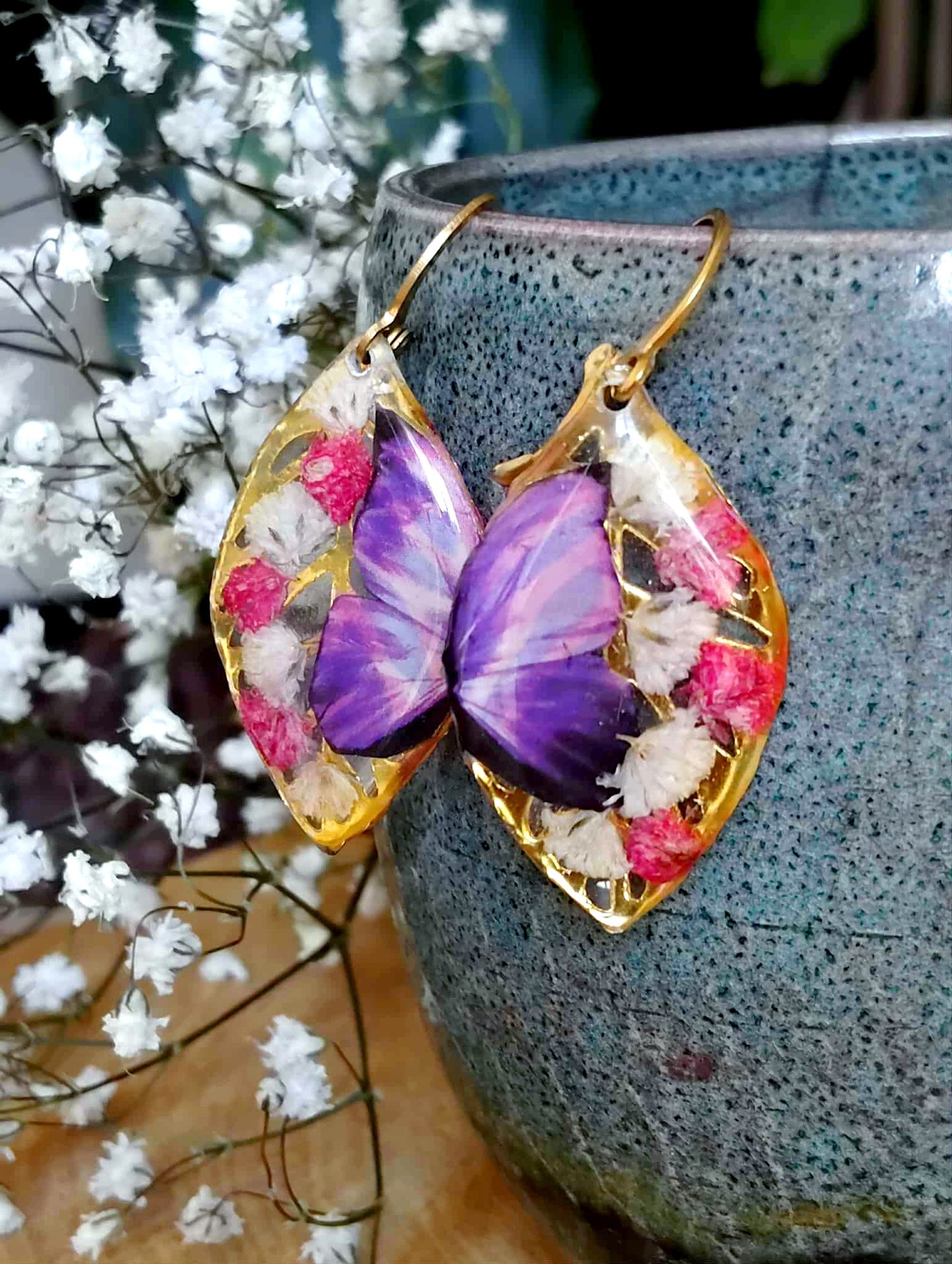 Boucles d'oreille, Gypsophiles