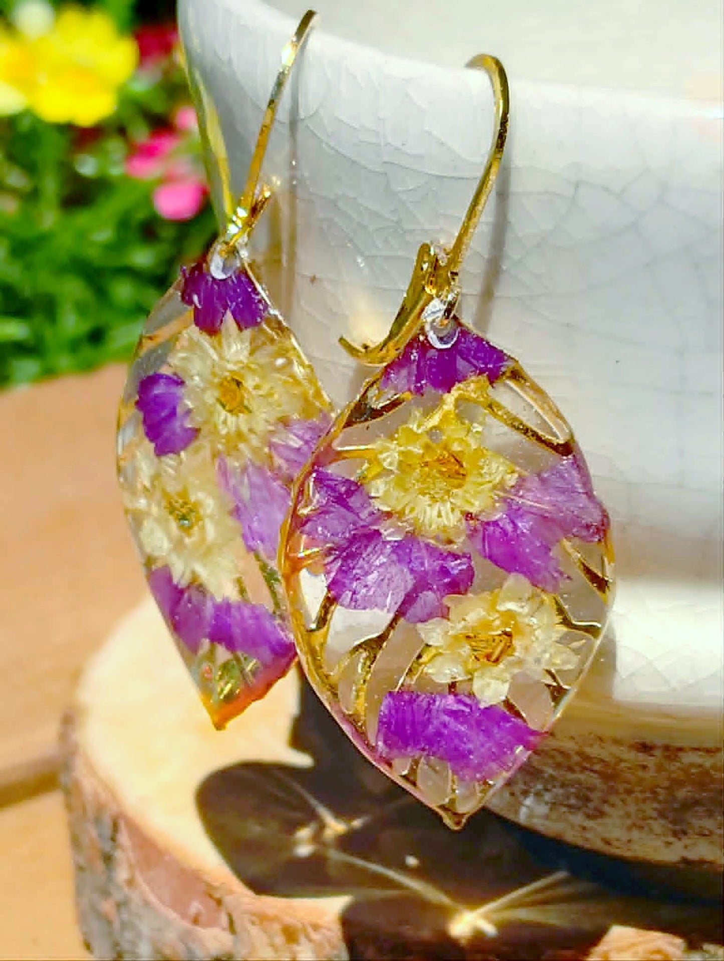 Boucles d'oreille Helichrysum et Statices
